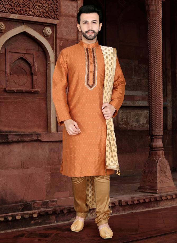 Outluk Vol 34 Latest Jaqcuard Silk With Self Work Party Wear Kurta Pajama Mens Collection
